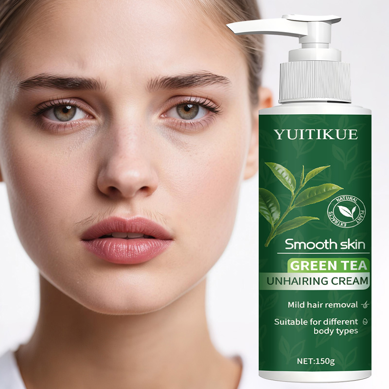 Hair Care Lotion - YUITIKUE グリーンティー脱毛クリーム 150g、マイルドで優しい脱毛クリーム、あらゆる体質で滑らかな肌に。