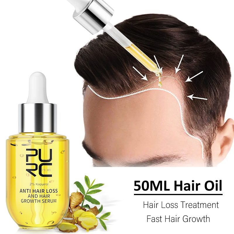 Hair Care Organic - PURC ビオチンジンジャー育毛製品男性女性抗脱毛治療オイル高速再成長厚みのあるヘアケア